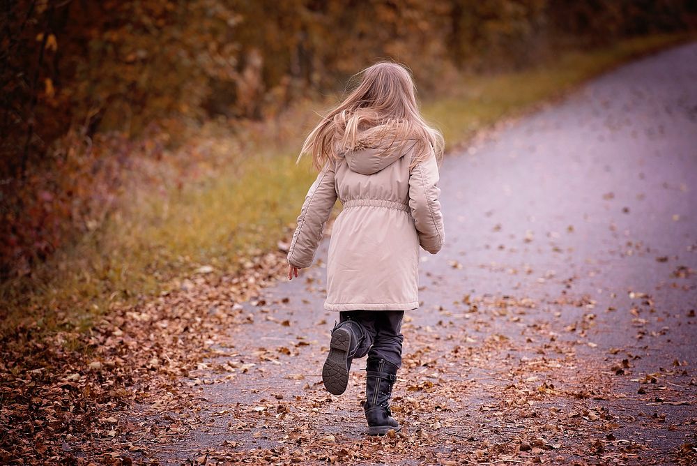 Free kid walking on trail image, public domain nature CC0 photo.