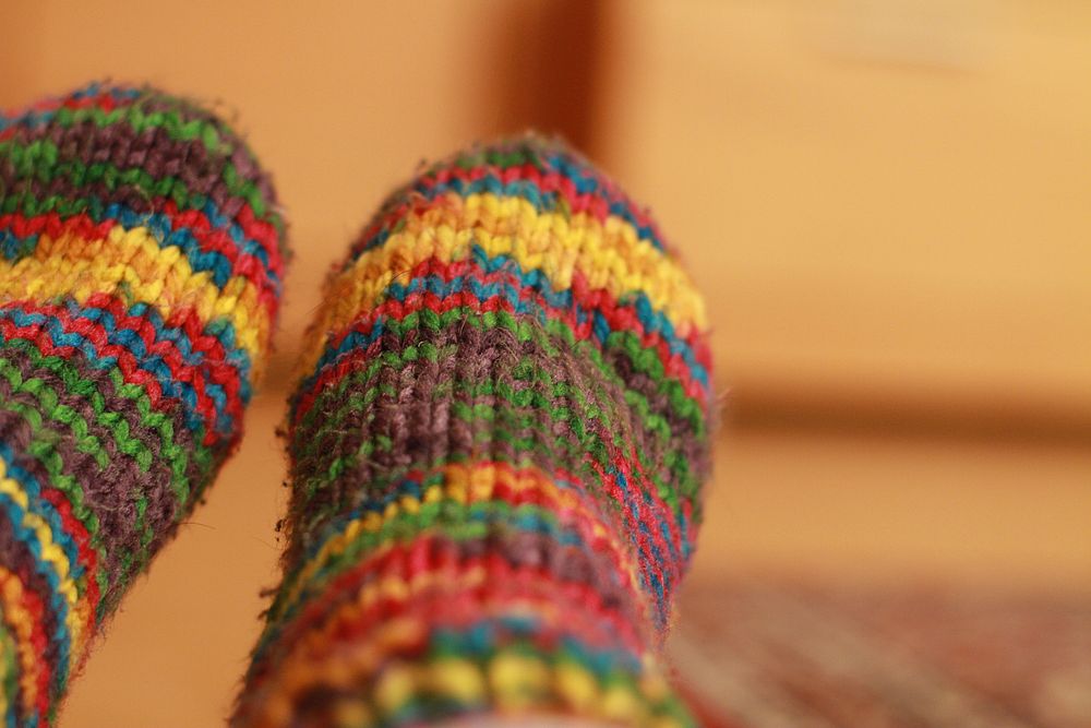 Free knitted socks image, public domain winter wear CC0 photo.