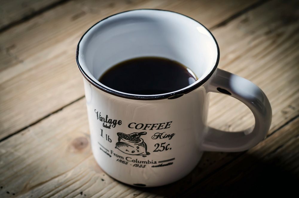 Free hot black coffee in a cup image, public domain food & beverage CC0 photo.