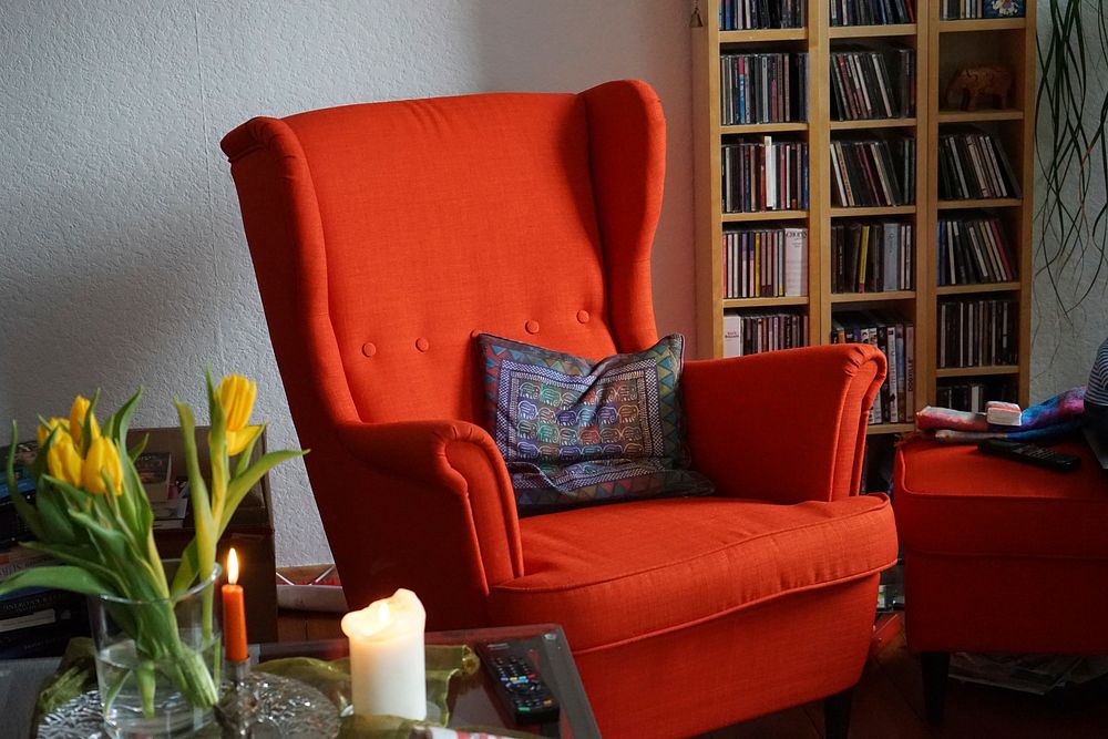 Free red armchair image, public domain CC0 photo.