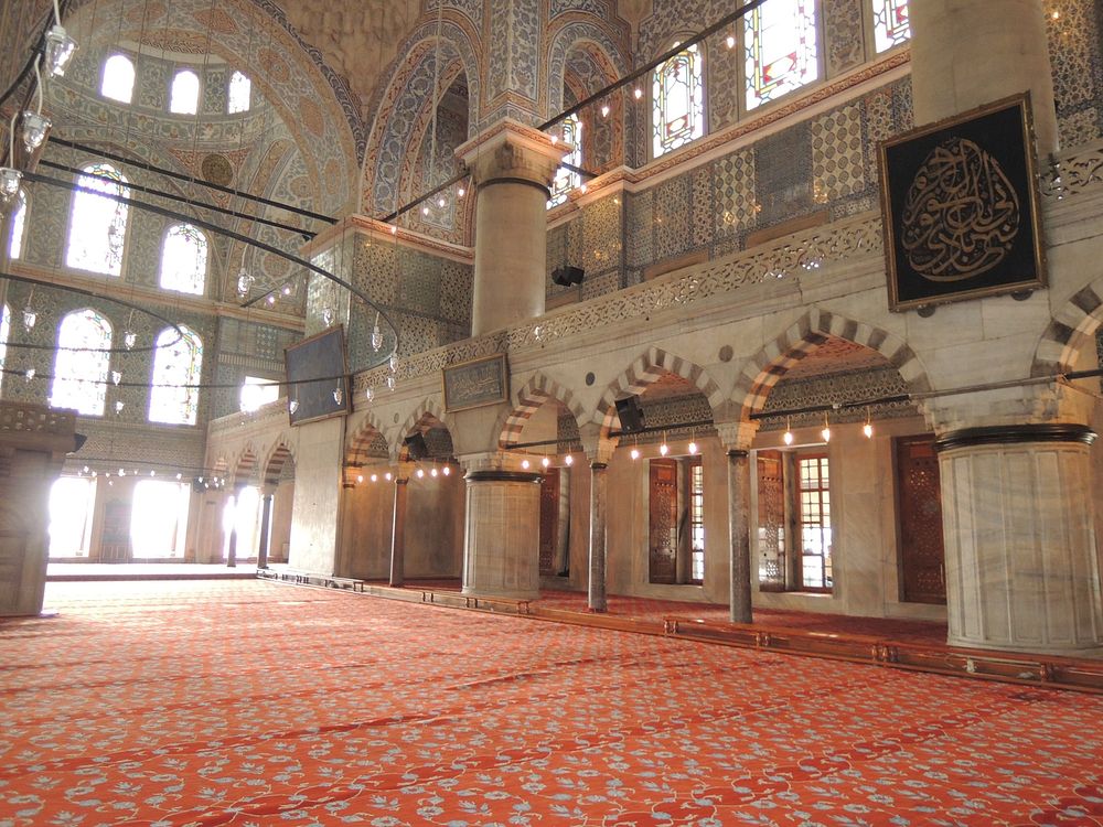 Free Blue mosque interior, Istabul, Turkey photo, public domain religion CC0 image.