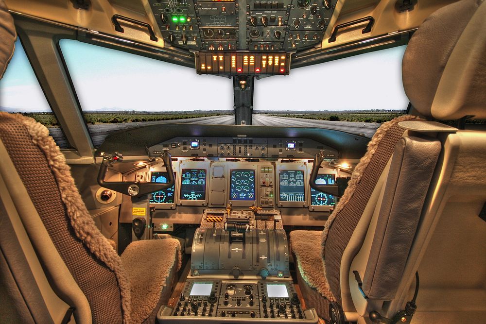 Free airplane cockpit interior image, public domain CC0 photo.