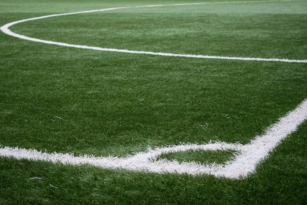 Free soccer field with lines closeup photo, public domain sport CC0 photo.