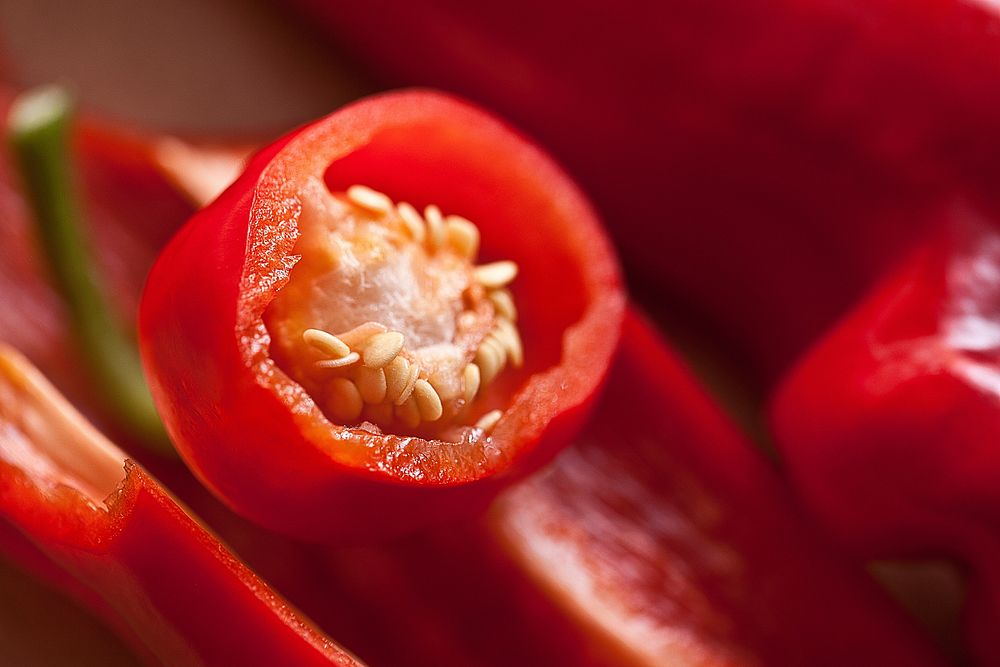 Free chopped red chili pepper close up photo, public domain yyy CC0 image.
