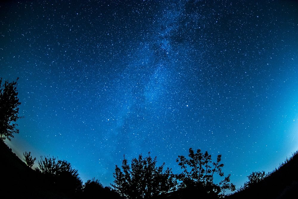 Blue starry night sky background, free public domain CC0 photo.