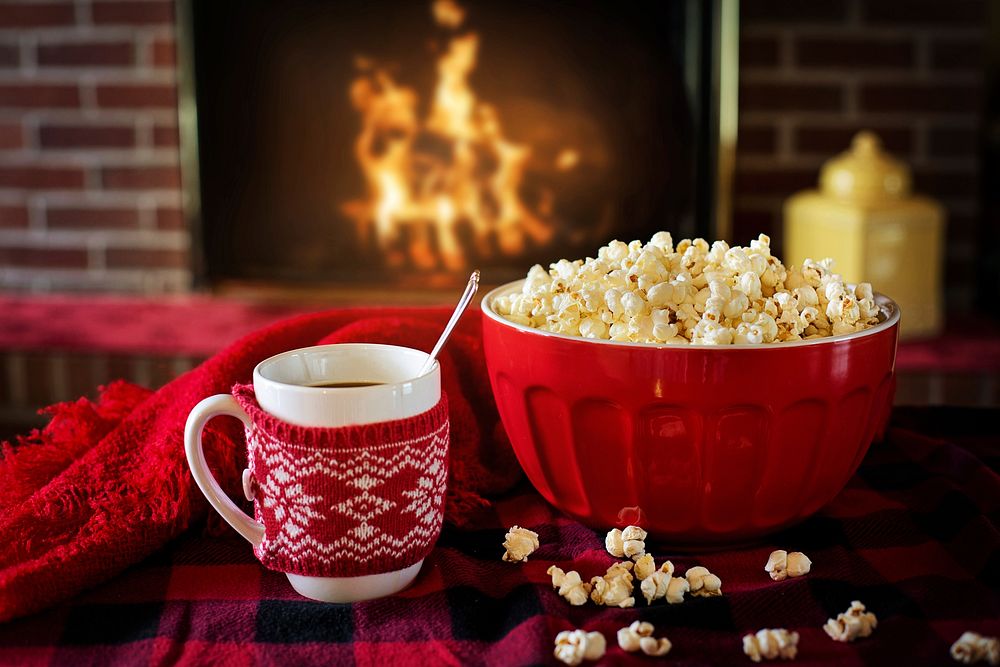 Free cup of coffee & popcorn image, public domain food & beverage CC0 photo.