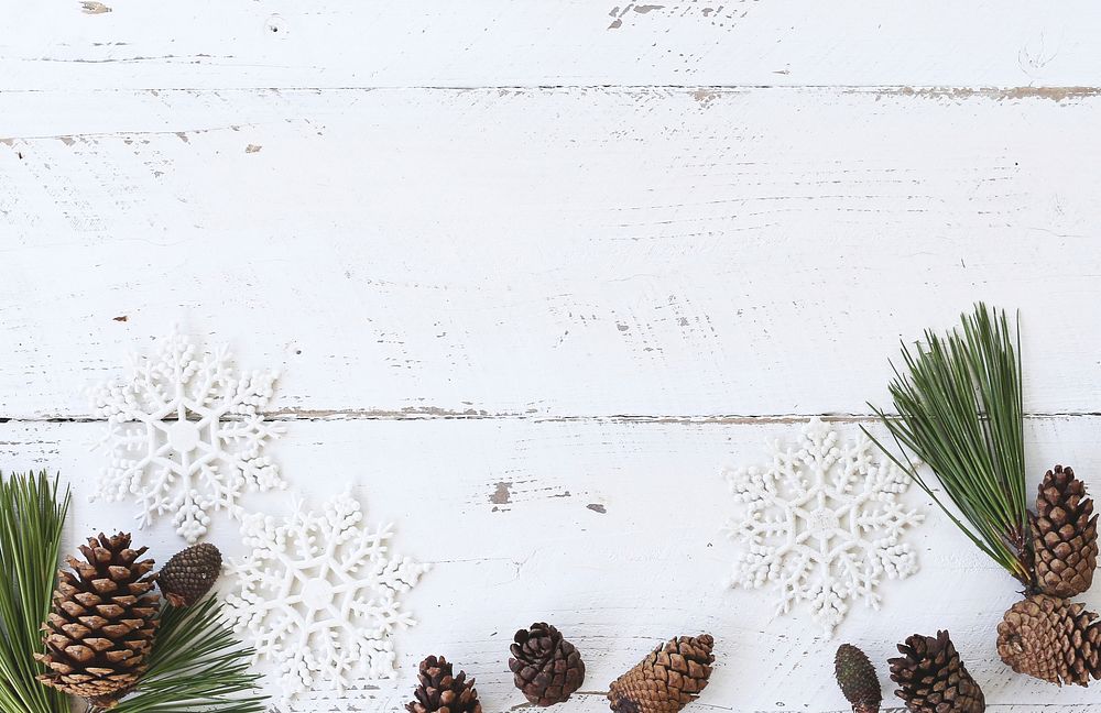Free pine cone, snowflake, Christmas theme, abies public domain CC0 photo.