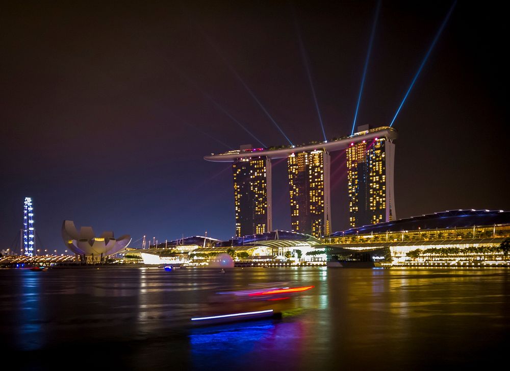 Free Marina Bay Sands at night public domain CC0 photo.