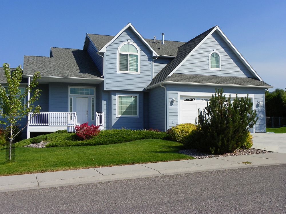 Free blue house image, public domain shelter CC0 photo.