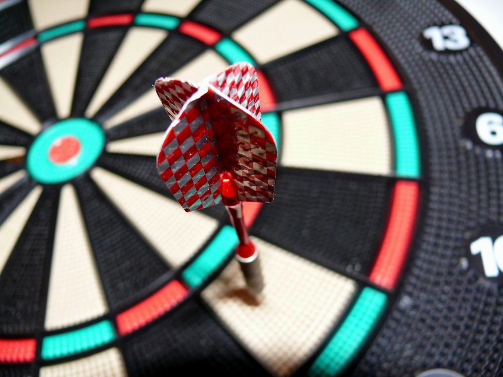 Free dart board closeup photo, public domain game CC0 image.