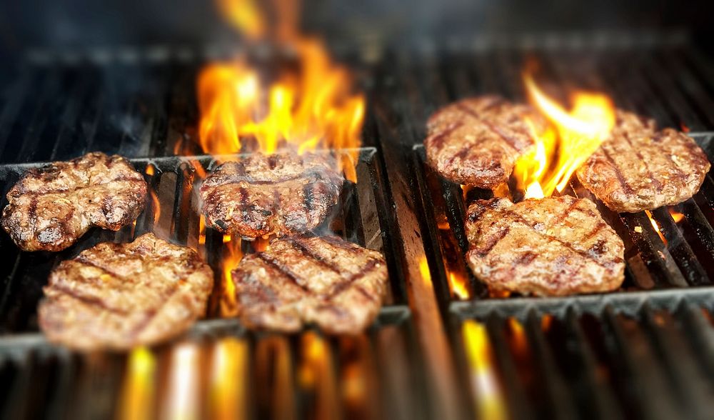 Steak on griller. Free public domain CC0 photo.