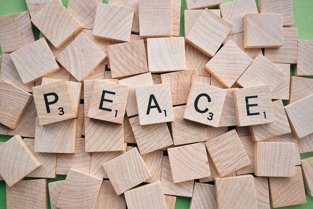 Free peace, wood blocks photo, public domain toy CC0 image.