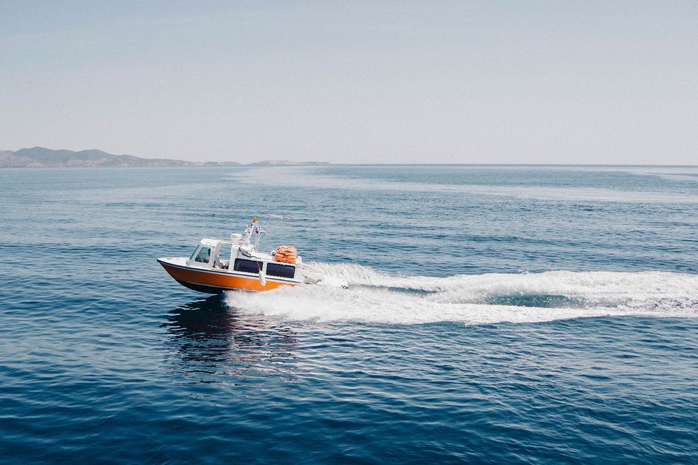 Free speed boat in the sea image, public domain CC0 photo.