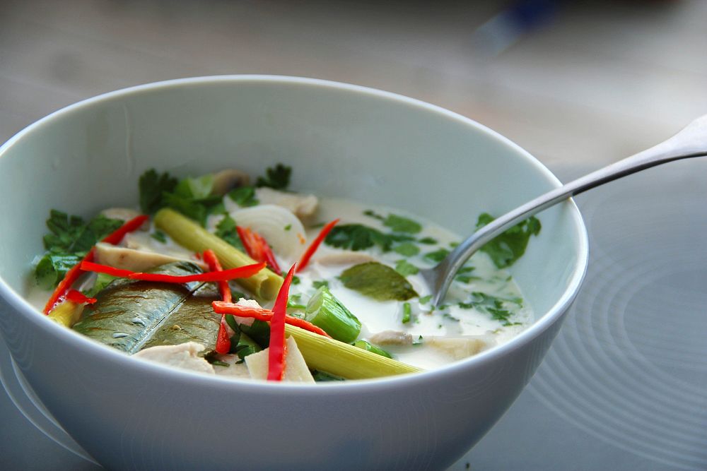 Free Thai chicken soup image, public domain food CC0 photo.