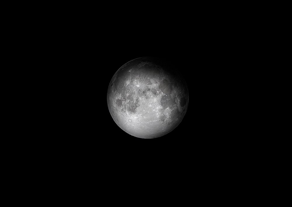 Moon in dark sky, lunar, free public domain CC0 photo.