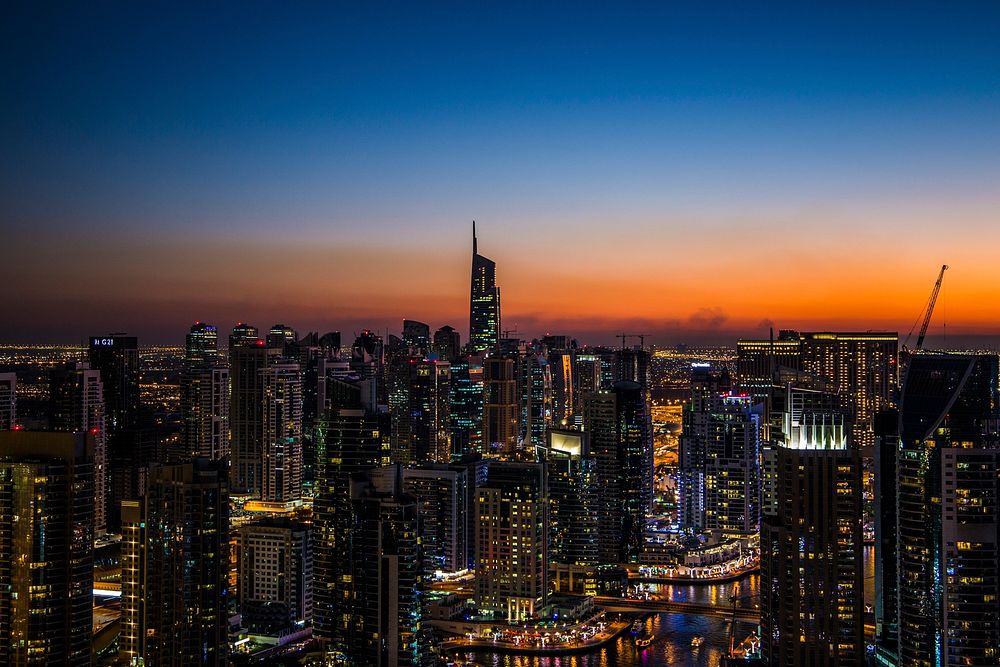 Free Dubai in sunset image, public domain city CC0 photo.