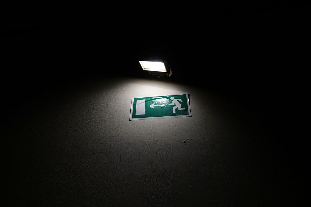 Free fire exit sign image, public domain CC0 photo.