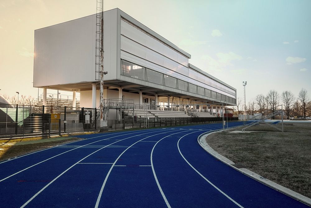 Free blue running track surface photo, public domain sport CC0 image.