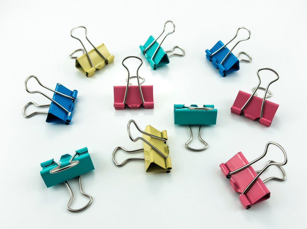 Free colourful paper clips image, public domain stationary CC0 photo.