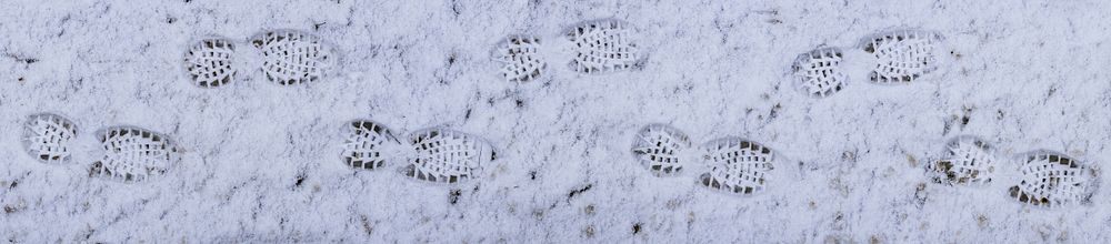 Free shoe prints on snow image, public domain winter CC0 photo.