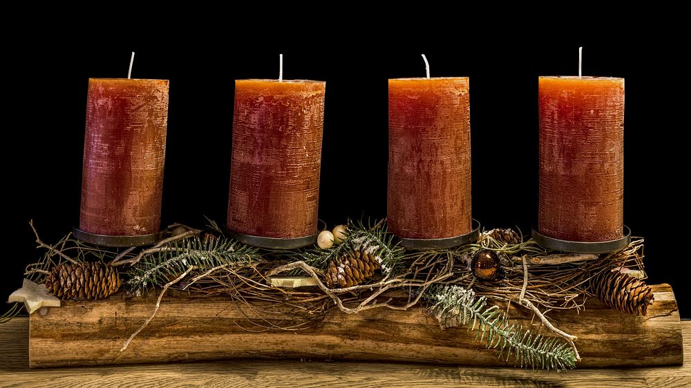 Free unlit candles on table image, public domain CC0 photo.