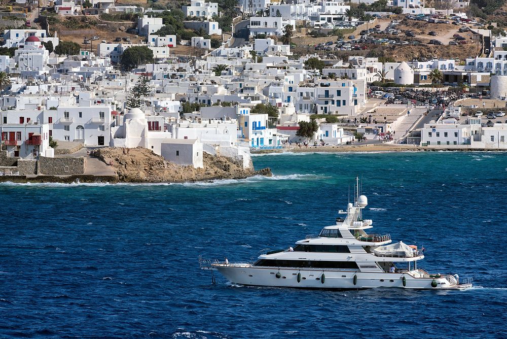 Free yacht in the sea at Mykonos, Greece image, public domain CC0 photo.