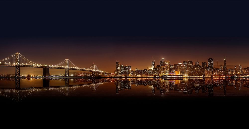 San Francisko cityscape at night. Free public domain CC0 photo.