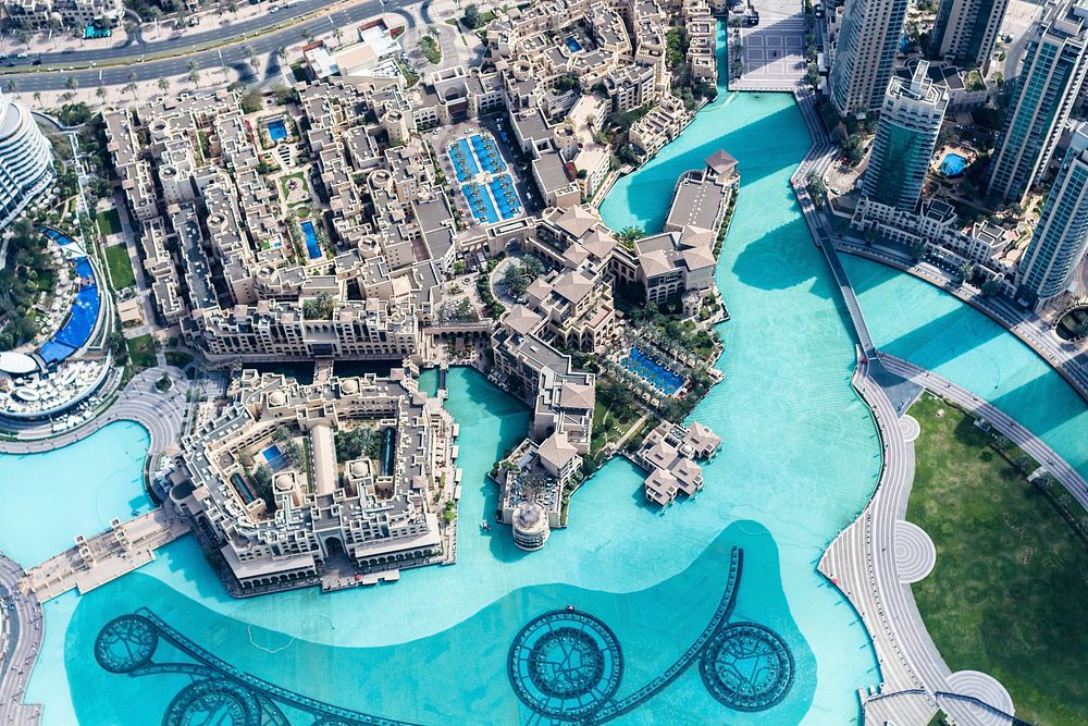 Free Dubai top view photo, public domain city CC0 image.