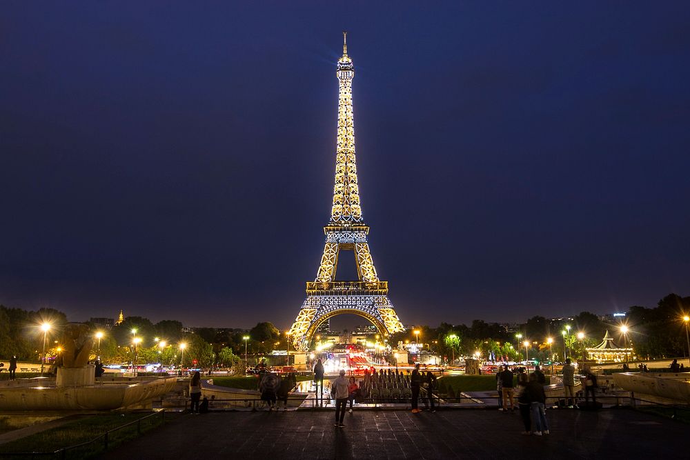 Free Eiffel Tower at night, Paris, France image, public domain travel CC0 photo.