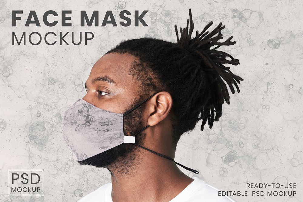 Face mask mockup psd the new normal essential bubble art craft
