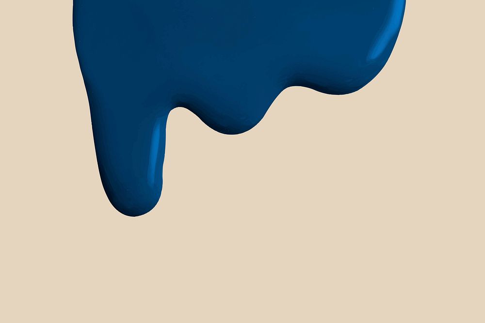 Blue dripping paint border vector beige background in modern style