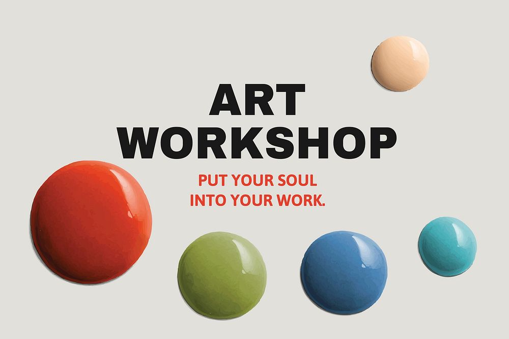 Art workshop template vector color paint abstract ad banner