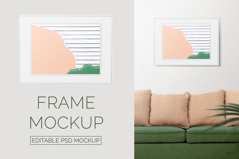 Frame mockup psd with pastel paper collage