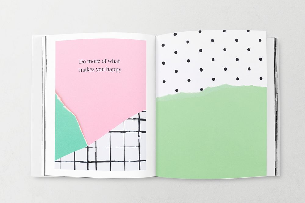 Magazine mockup psd with cute pastel ripped paper