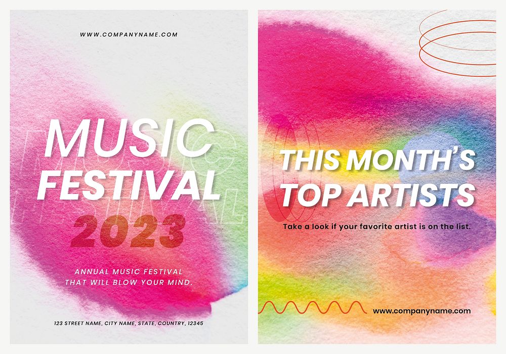 Chromatography colorful music template psd event ad poster dual set