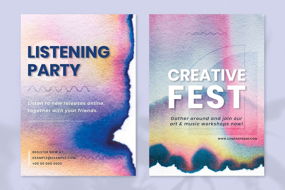 Chromatography colorful music template vector event ad poster dual set