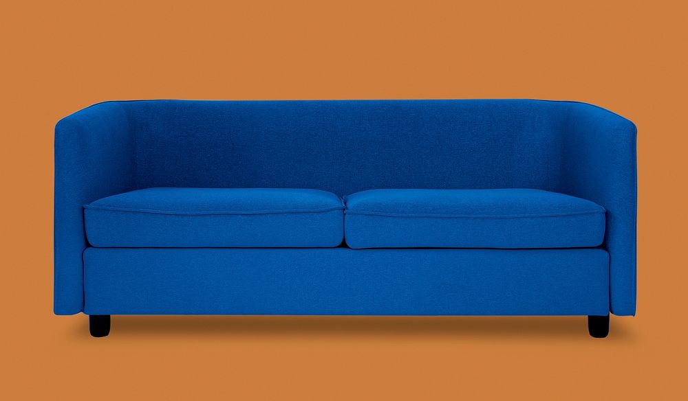 Blue tuxedo sofa mockup psd living room furniture