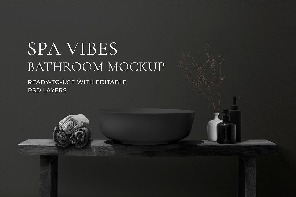 Spa bathroom interior mockup psd