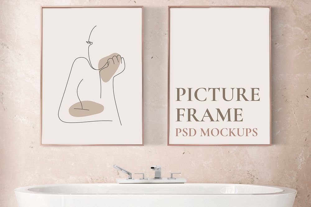 Modern picture frame mockup psd wall decoration home interior