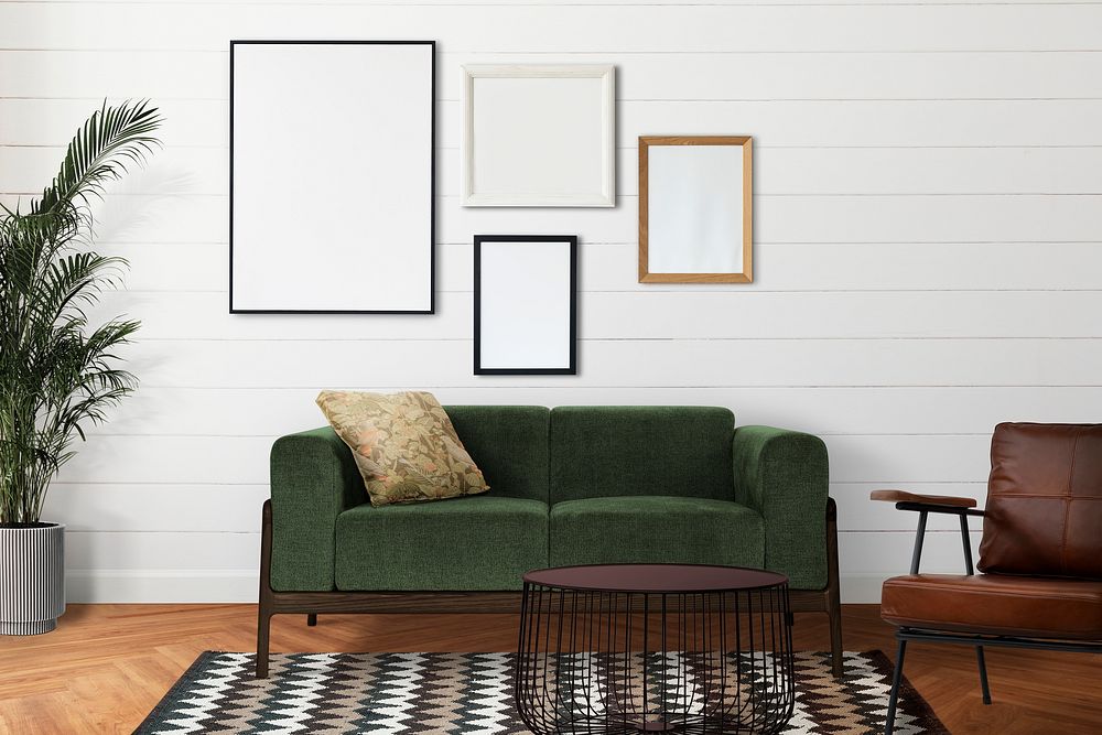 Blank gallery wall in a modern living room