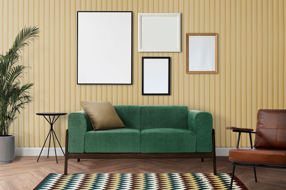 Blank gallery wall in a modern living room