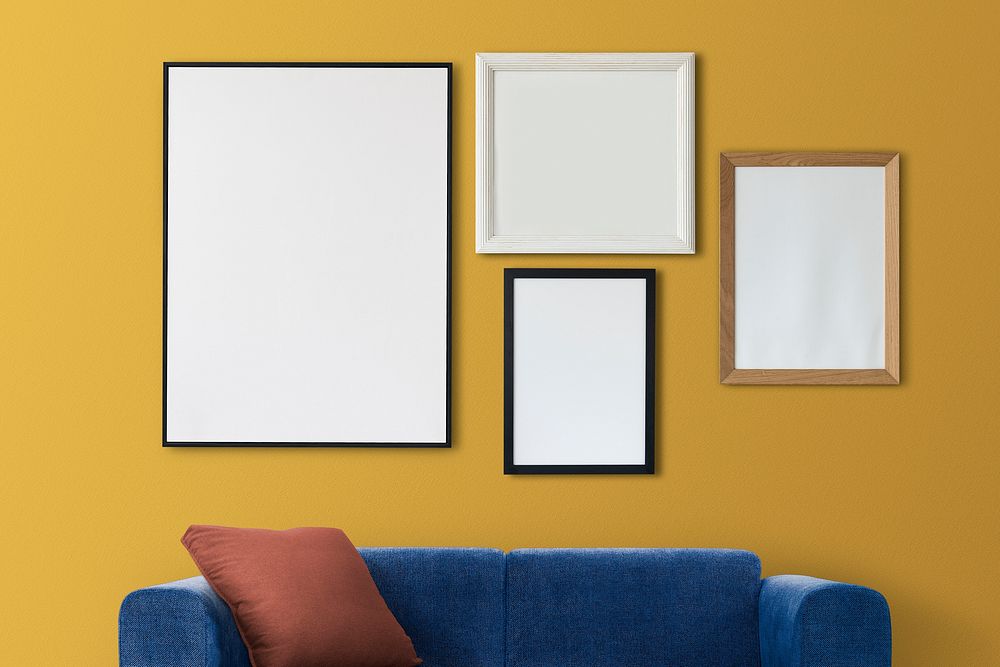 Blank gallery wall in a modern living room