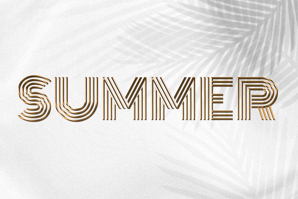 Summer word in gold text style