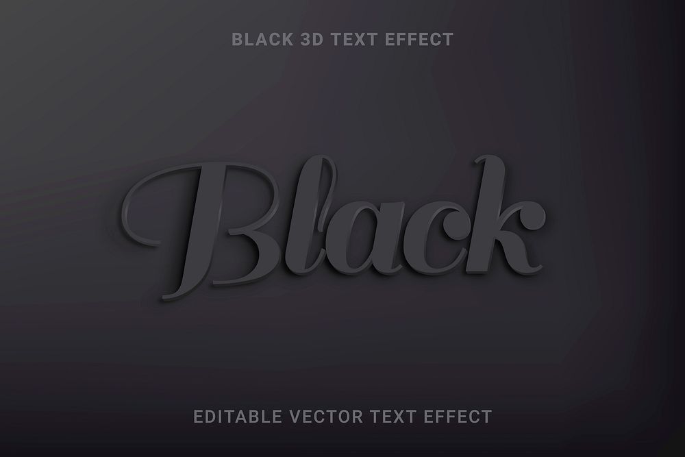 Black 3D editable vector text effect