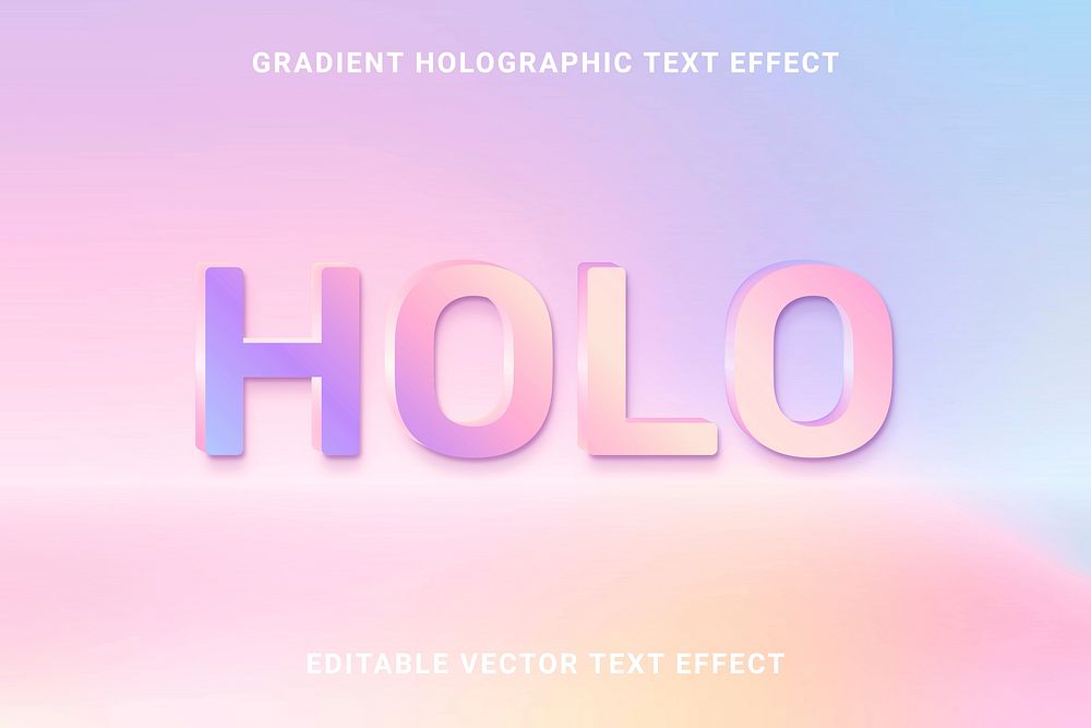 Gradient holographic editable vector text effect