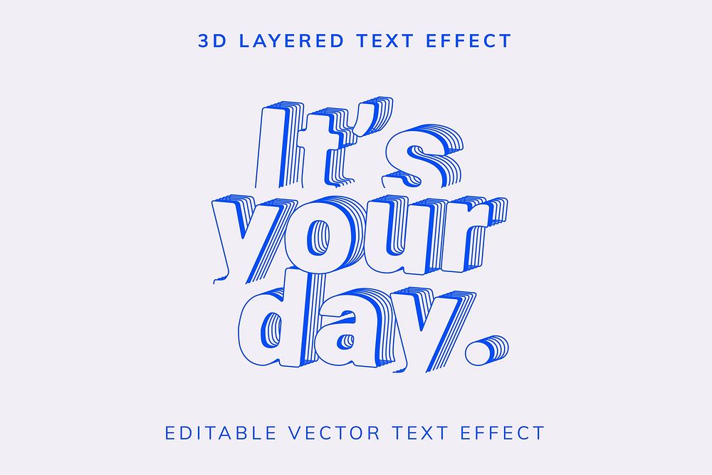 3D layered editable vector text effect
