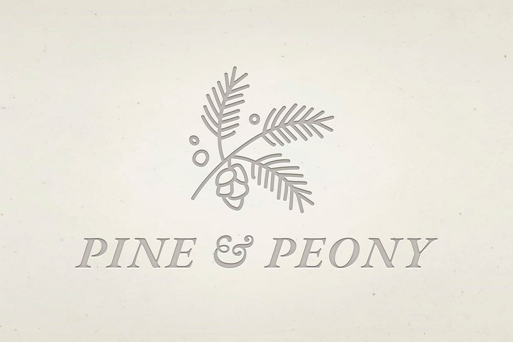 Editable business logo vector with pine and peony text