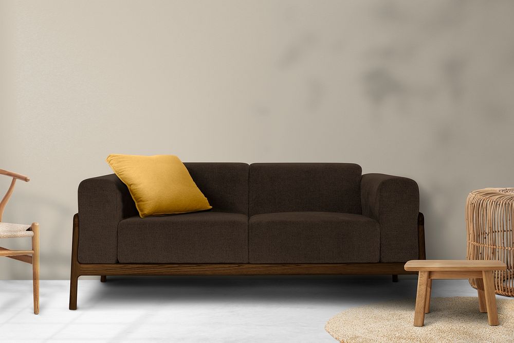 Contemporary living room mockup psd interior design