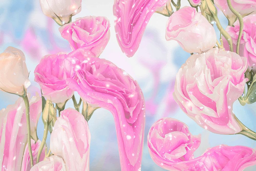 Floral background vector, pink rose psychedelic art