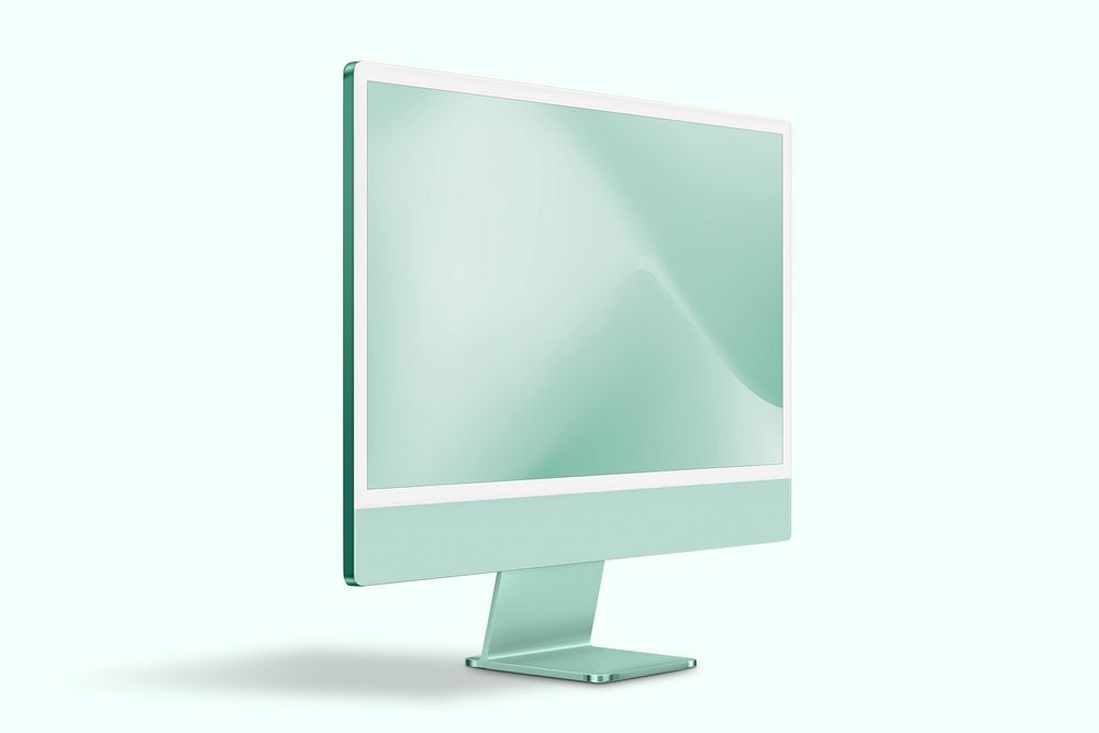 Computer desktop screen mockup psd green digital device minimal style